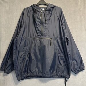 VTG Y2K Old Navy Anorak Jacket Hooded 1/2 Zip Windbreaker Mens M Navy Gorpcore